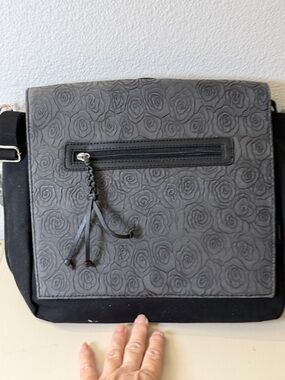 Diaper bag Floral Embossed Crossbody Bag in Gray